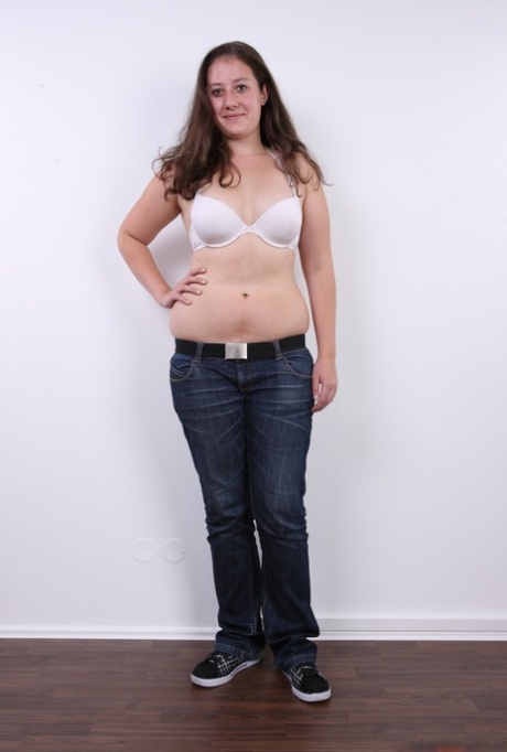 Plump girl Klara stands fully clothed before making her totally nude debut