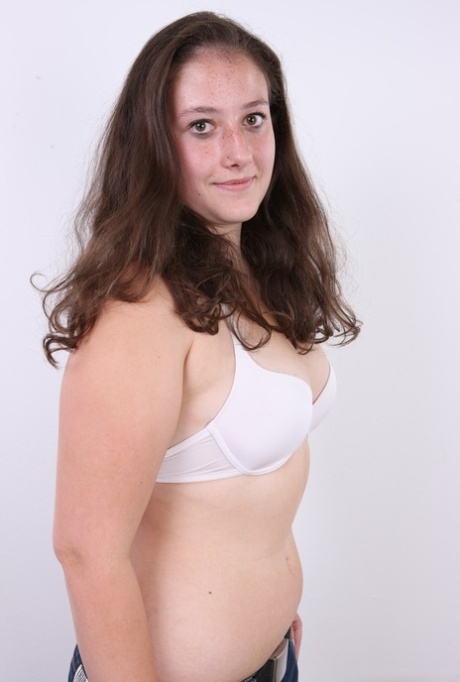 Plump girl Klara stands fully clothed before making her totally nude debut