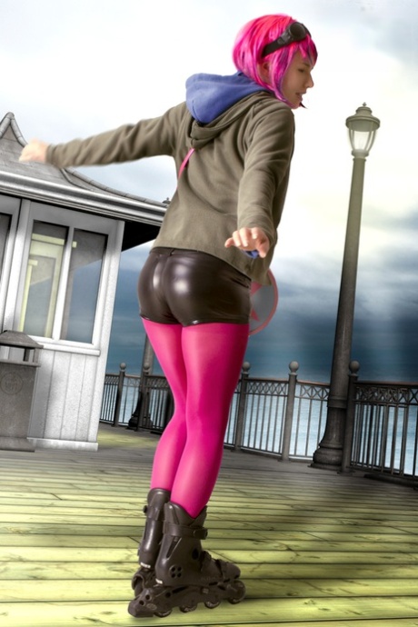 Hot teen goes topless in ripped pantyhose while working as a courier