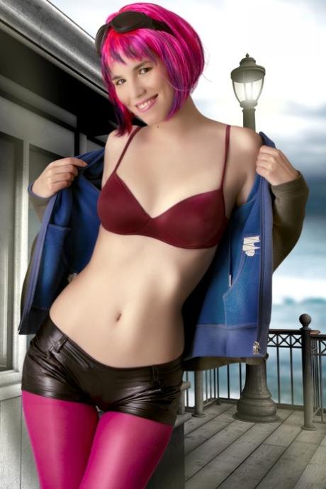 Hot teen goes topless in ripped pantyhose while working as a courier