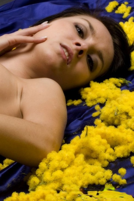 Young brunette Nicollet hits upon great nude poses during a solo gig