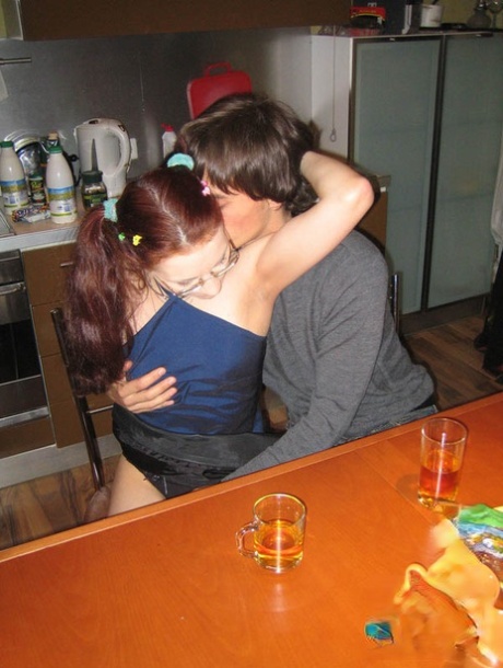 Horny teenagers have incredibly daring sex on the kitchen table