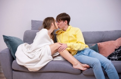 Young girl Mirka completely disrobes before having sex with her boyfriend
