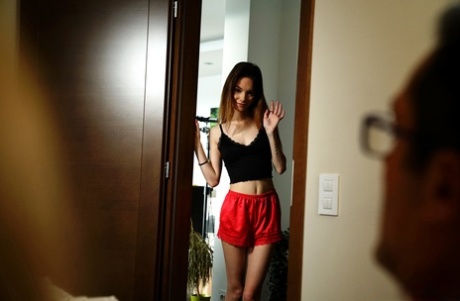 Skinny teen Liz Ocean gets on top during sex with her stepfather