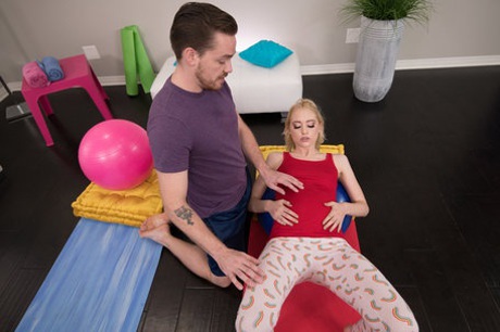 Adorable pregnant girl Chloe Cherry gets ass fucked by her yoga instructor