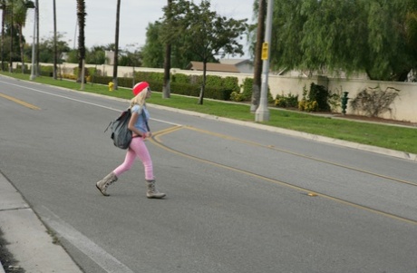 Innocent blonde schoolgirl Piper Perri is all tease on walk home from school