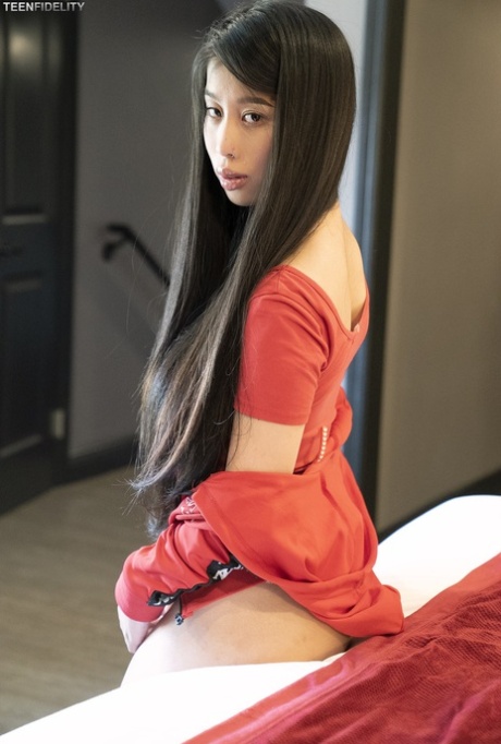 Adorable Asian cutie Jade Kush bares small boobs in front of her well hung man