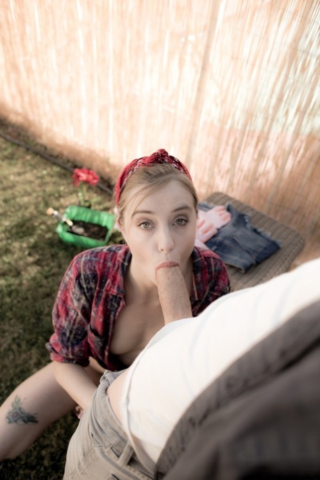 Kinky blondie with natural tits Haley Reed puts a dick in her throat