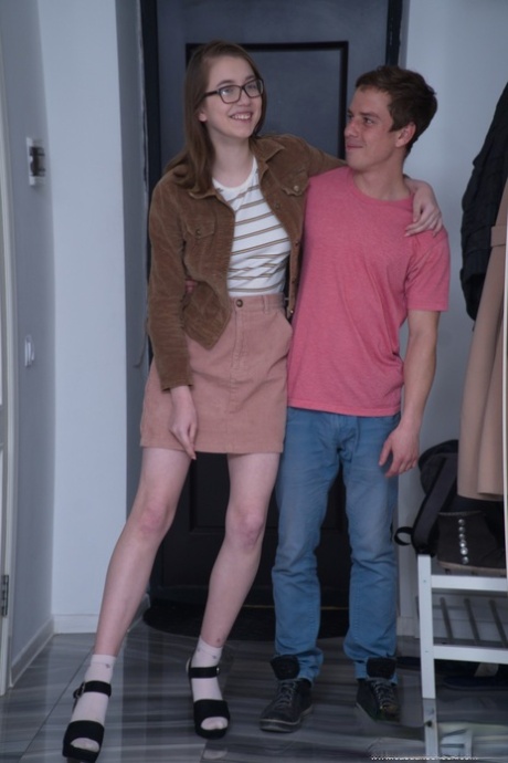 Brunette sweetie in glasses Eliza Thorne gets rammed by her best friend