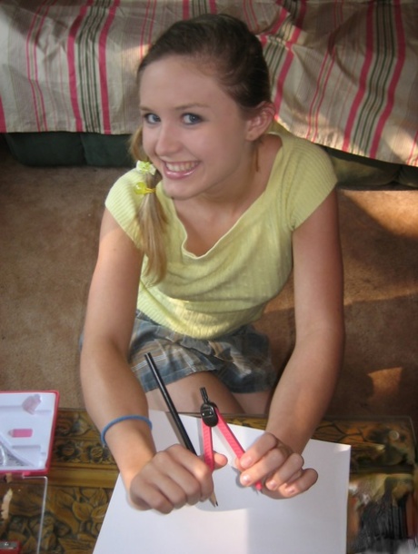 Skinny babe Kitty shows off her sweet teen tits & fingers her shaved pussy