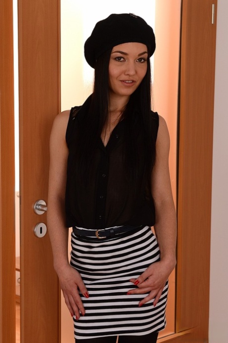 Black haired babe in open ass pantyhose gets her ass fingered & toyed in POV
