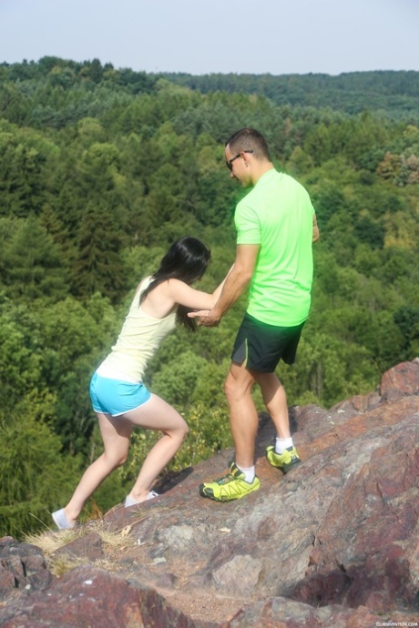 Czech teen Kristy Black gets finger fucked & dicked on a mountaintop