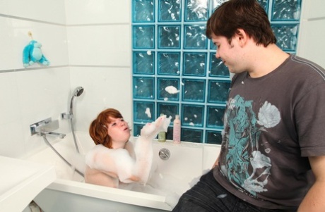 Chubby ginger Stella E gets her bald pussy boned by her horny neighbor