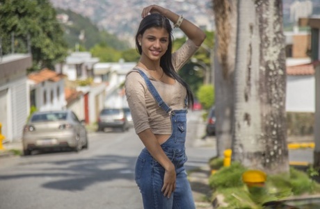 Sweet Latina teen Denisse Gomez flaunts her stunning figure in jeans