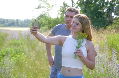 Sexy teen Vanessa Vanilla enjoys outdoor hardcore sex after giving a blowjob