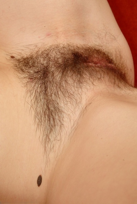 Brunette teen Alexandra exposes her hard nips & toys her hairy pussy in a solo