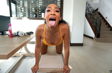 Super sexy ebony Sarah Lace rides a big white cock and takes a cumshot