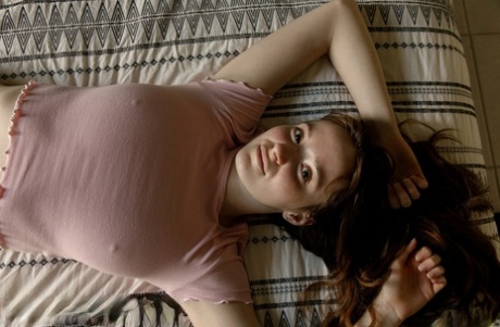 Cute amateur teen Hazel Moore unveils her nice big tits and yummy ass