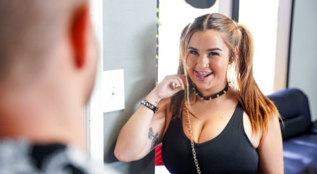 MILF Charley Hart & curvy teen Maddie May show their big tits & share a dick