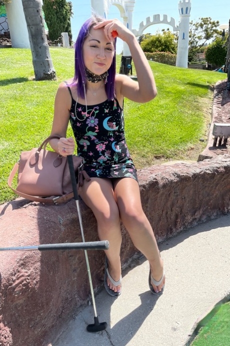 Sexy amateur girl Lily Adams exposes her pussy and asshole up close outdoors