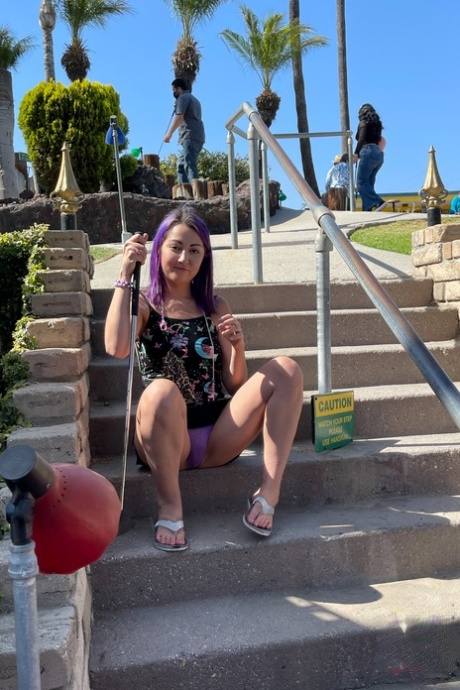 Sexy amateur girl Lily Adams exposes her pussy and asshole up close outdoors