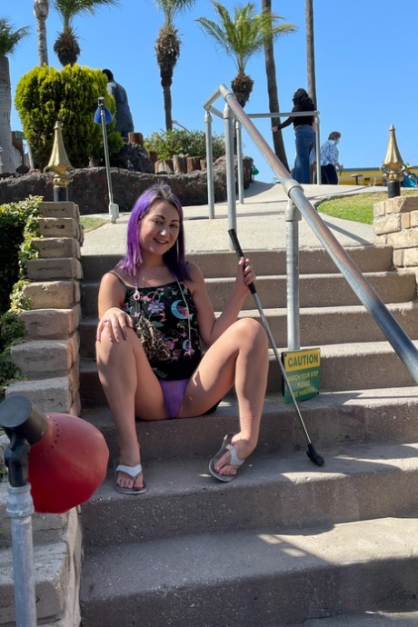 Sexy amateur girl Lily Adams exposes her pussy and asshole up close outdoors