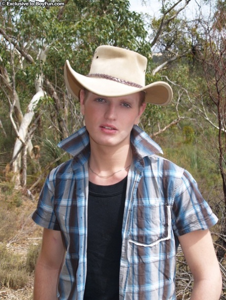 Cute gay Bryce exposes his slender body and shows his ass and dick