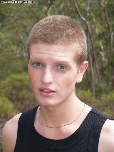 Cute gay Bryce exposes his slender body and shows his ass and dick