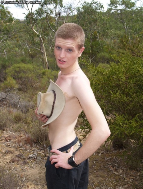 Cute gay Bryce exposes his slender body and shows his ass and dick