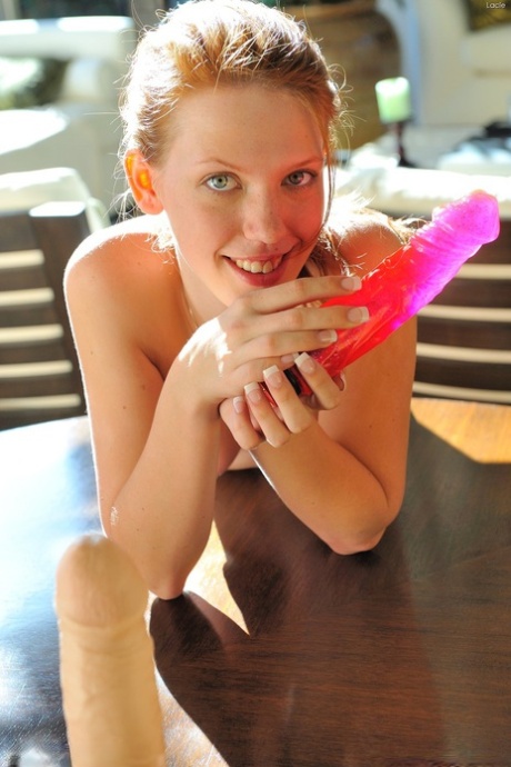 Hot ginger Lacie poses pantyless in public before masturbating home alone