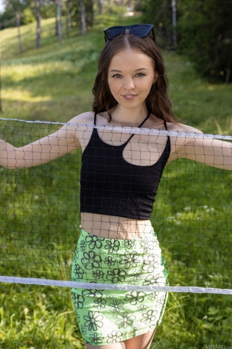 Hot Latvian badminton player Shea strips outside & shows her big ass & holes