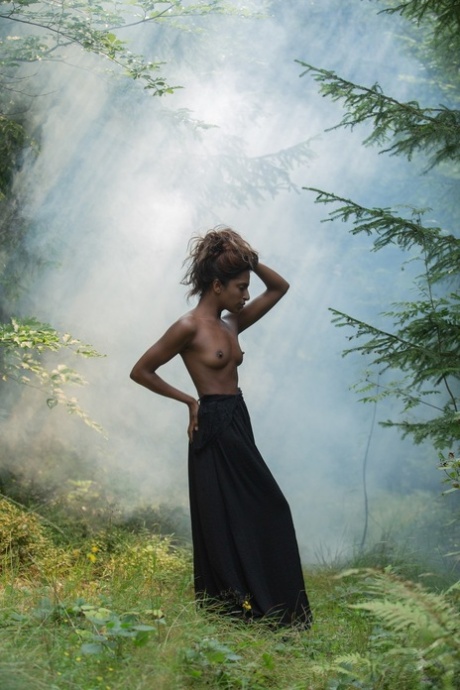 Glamorous black babe Nirmala Fernandes shows her beautiful naked body outdoors