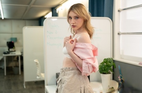 Blonde teen Melody Marks gets stripped and boned by a curly-haired guy